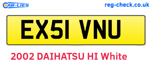 EX51VNU are the vehicle registration plates.