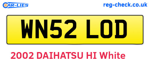 WN52LOD are the vehicle registration plates.