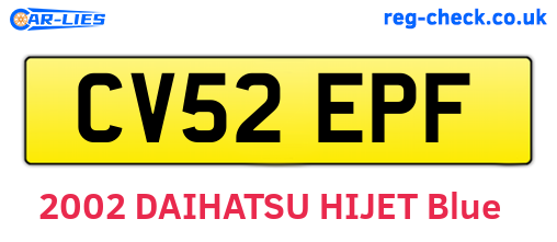 CV52EPF are the vehicle registration plates.