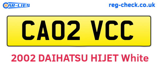 CA02VCC are the vehicle registration plates.