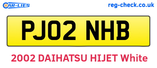 PJ02NHB are the vehicle registration plates.