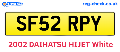 SF52RPY are the vehicle registration plates.