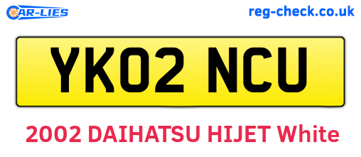 YK02NCU are the vehicle registration plates.