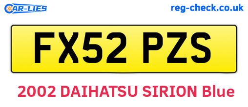 FX52PZS are the vehicle registration plates.