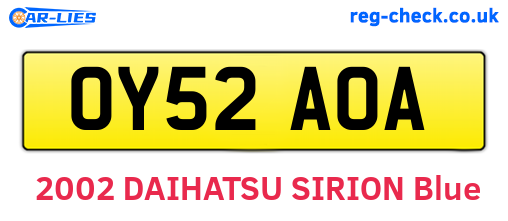 OY52AOA are the vehicle registration plates.