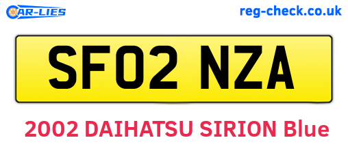 SF02NZA are the vehicle registration plates.
