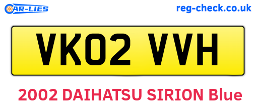 VK02VVH are the vehicle registration plates.