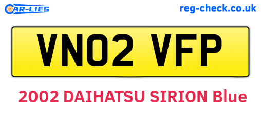 VN02VFP are the vehicle registration plates.