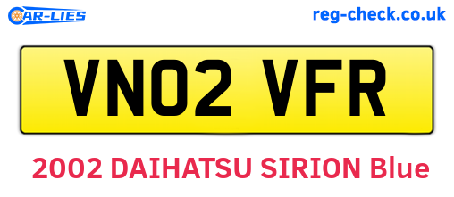 VN02VFR are the vehicle registration plates.