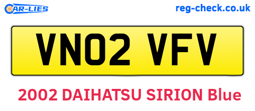 VN02VFV are the vehicle registration plates.