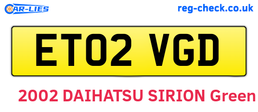 ET02VGD are the vehicle registration plates.