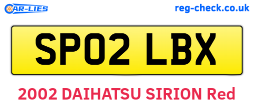 SP02LBX are the vehicle registration plates.