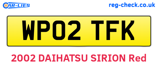 WP02TFK are the vehicle registration plates.