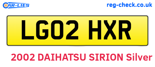 LG02HXR are the vehicle registration plates.