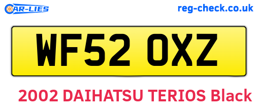 WF52OXZ are the vehicle registration plates.