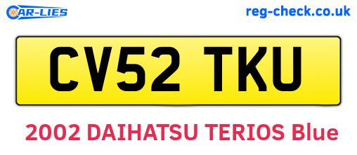 CV52TKU are the vehicle registration plates.