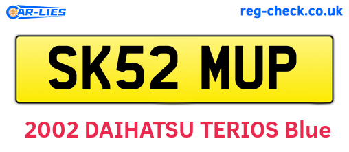 SK52MUP are the vehicle registration plates.