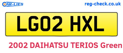 LG02HXL are the vehicle registration plates.