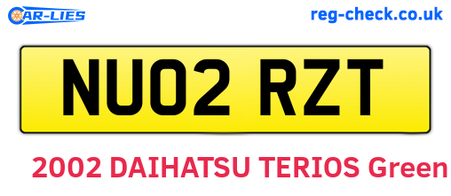 NU02RZT are the vehicle registration plates.
