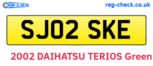 SJ02SKE are the vehicle registration plates.