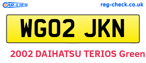 WG02JKN are the vehicle registration plates.
