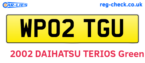 WP02TGU are the vehicle registration plates.