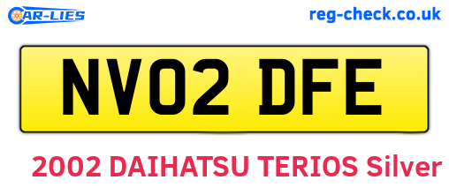 NV02DFE are the vehicle registration plates.
