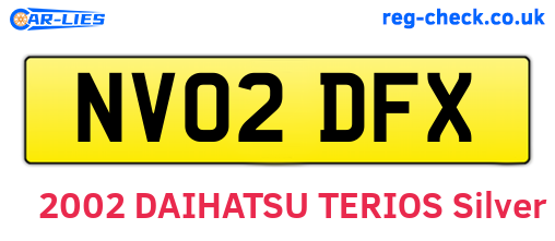 NV02DFX are the vehicle registration plates.