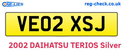 VE02XSJ are the vehicle registration plates.