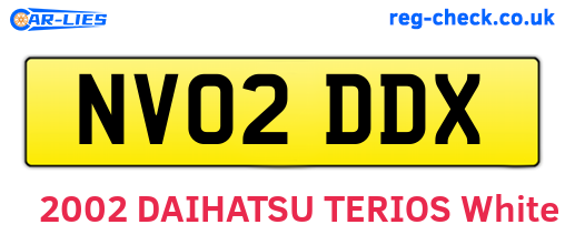 NV02DDX are the vehicle registration plates.