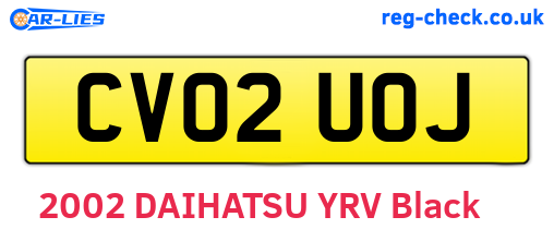 CV02UOJ are the vehicle registration plates.