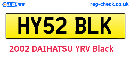 HY52BLK are the vehicle registration plates.