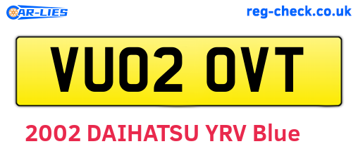 VU02OVT are the vehicle registration plates.