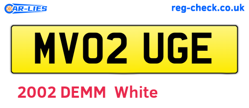 MV02UGE are the vehicle registration plates.