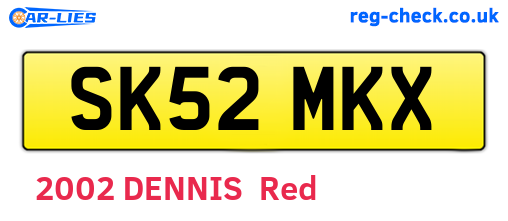 SK52MKX are the vehicle registration plates.
