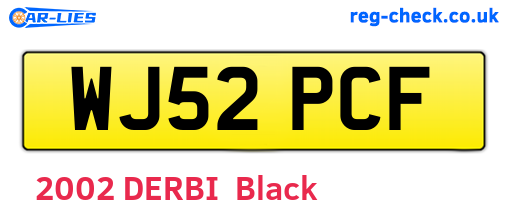 WJ52PCF are the vehicle registration plates.