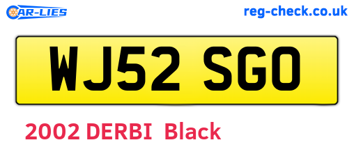 WJ52SGO are the vehicle registration plates.