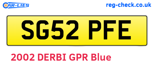 SG52PFE are the vehicle registration plates.