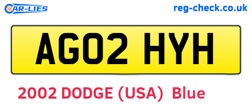 AG02HYH are the vehicle registration plates.