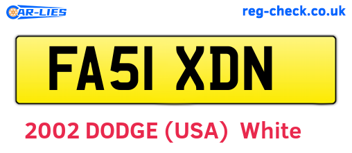 FA51XDN are the vehicle registration plates.