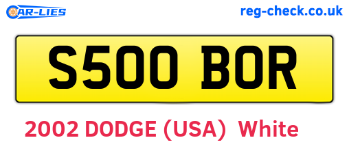S500BOR are the vehicle registration plates.