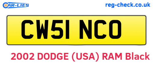 CW51NCO are the vehicle registration plates.