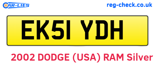 EK51YDH are the vehicle registration plates.