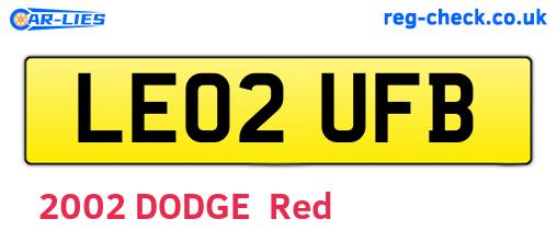 LE02UFB are the vehicle registration plates.