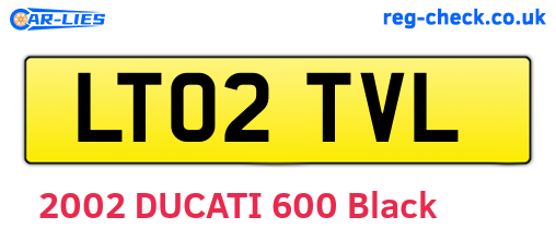 LT02TVL are the vehicle registration plates.