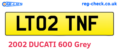 LT02TNF are the vehicle registration plates.