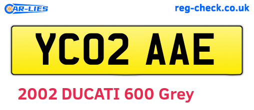YC02AAE are the vehicle registration plates.