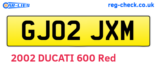 GJ02JXM are the vehicle registration plates.