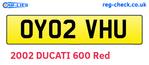 OY02VHU are the vehicle registration plates.