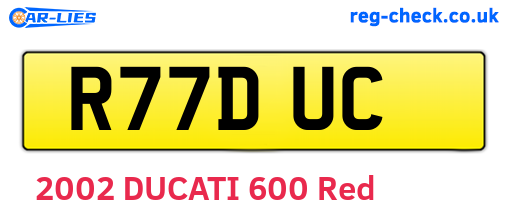 R77DUC are the vehicle registration plates.